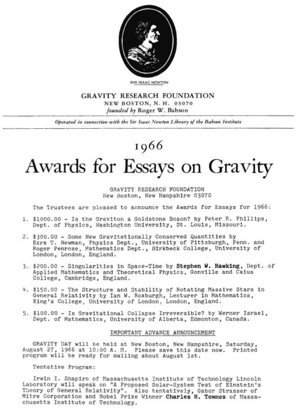 Gravity Research Foundation 1966 awards
